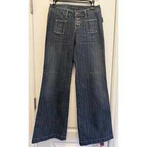 VTG Sergio Valente Jeans Womens 27 Flare Medium Wash Pin Striped Stretch Denim